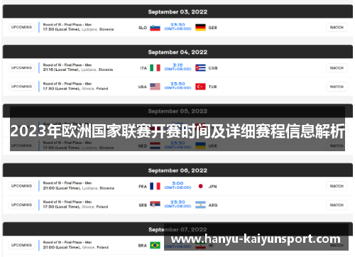 2023年欧洲国家联赛开赛时间及详细赛程信息解析 2023年欧洲国家联赛开赛时间及详细赛程信息解析