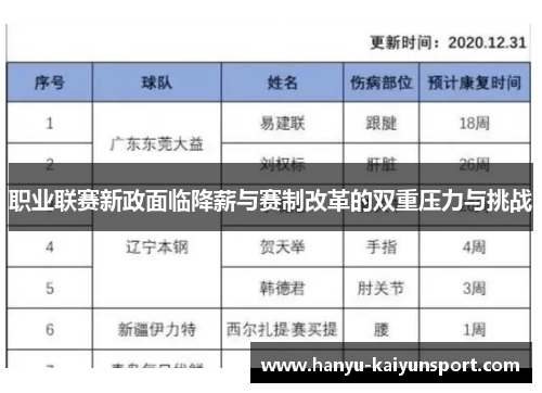 职业联赛新政面临降薪与赛制改革的双重压力与挑战