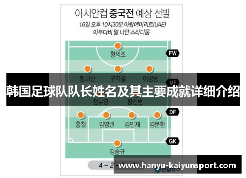 韩国足球队队长姓名及其主要成就详细介绍 韩国足球队队长姓名及其主要成就详细介绍